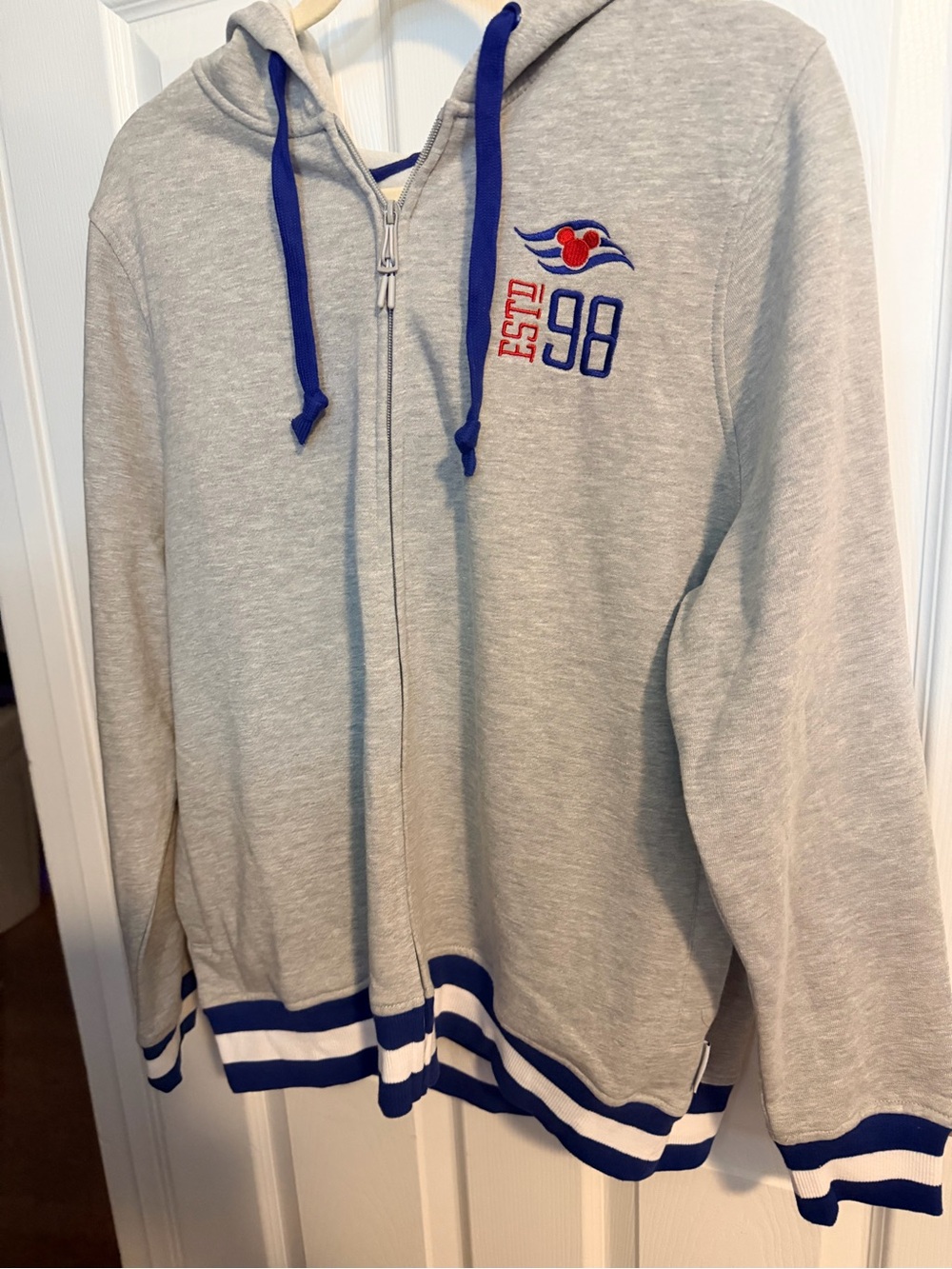 DCL gray and Navy Fleece Hoodie logo Cruise Line
